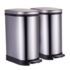 SOGA 2X Foot Pedal Stainless Steel Rubbish Recycling Garbage Waste Trash Bin 10L U