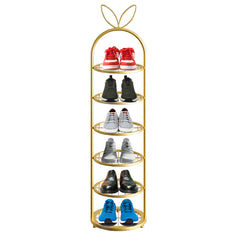 SOGA 6 Tier Bunny Ears Gold Plated Metal Shoe Organizer Space Saving Portable Footwear Storage Shelf