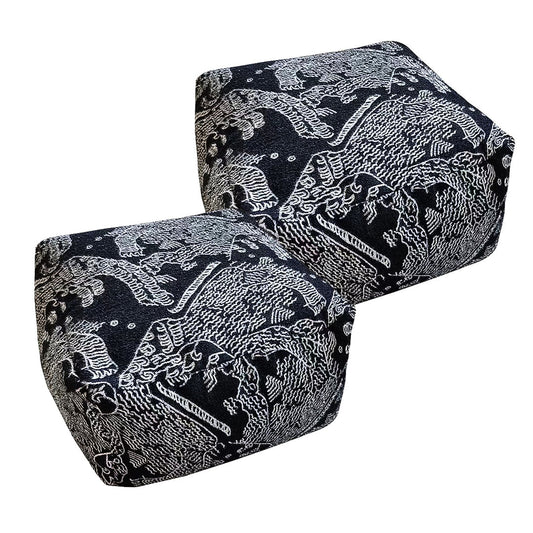 SOGA 2X 55x30cm Black Squared Soft Pouffe Seat Cushion Elegant Home Accent Décor Stylish Footstool