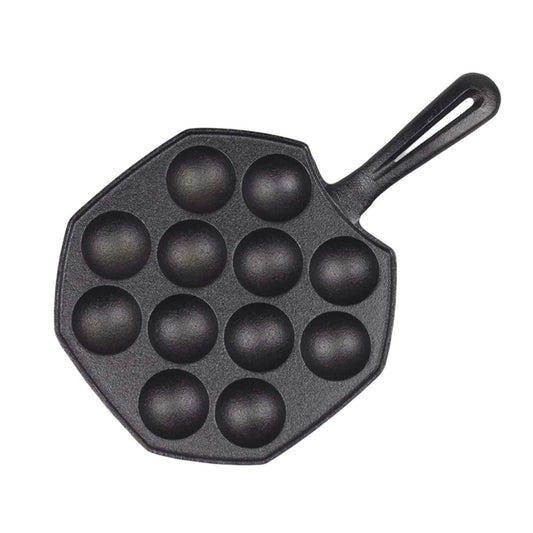 SOGA 18CM Cast Iron Takoyaki Fry Pan Octopus Balls Maker 12 Hole Cavities Grill Mold