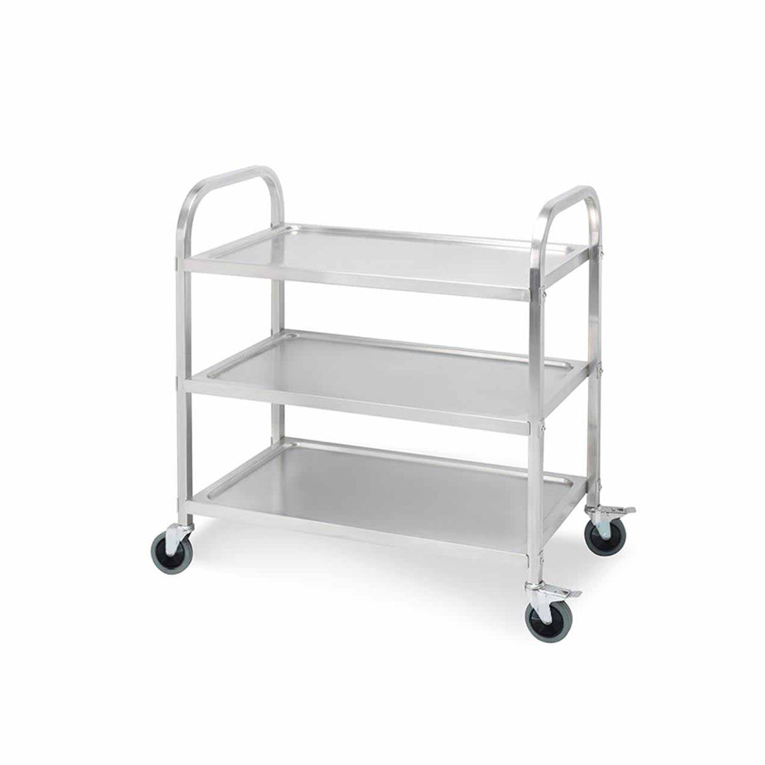 SOGA 3 Tier Stainless Steel Kitchen Dinning Food Cart Trolley Utility Size 85x45x90cm Medium