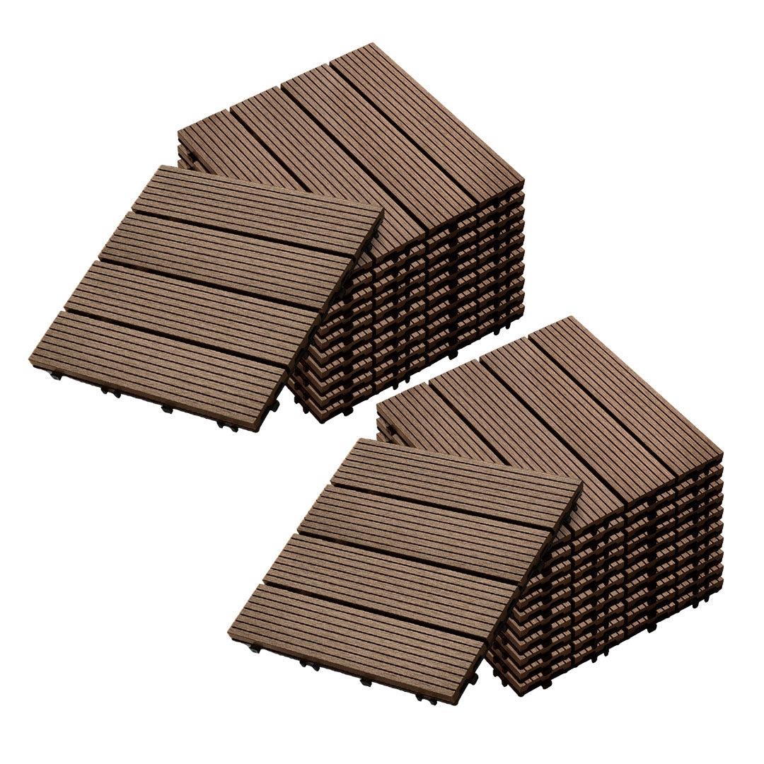 SOGA 2X 11 pcs Dark Chocolate DIY Wooden Composite Decking Tiles Garden Outdoor Backyard Flooring Home Decor