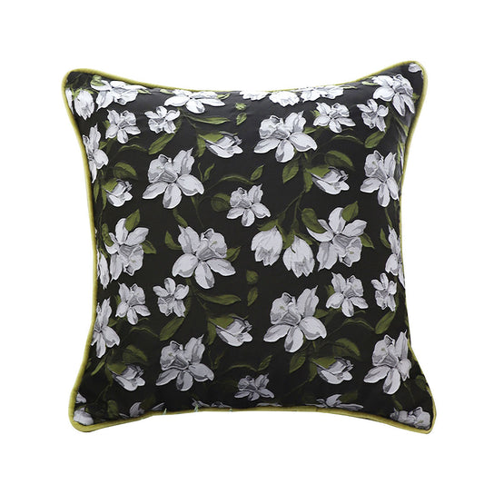 SOGA 45cm Subtle Foliage Green Pillow Subtle Orchid Blossom Square Throw Pillow