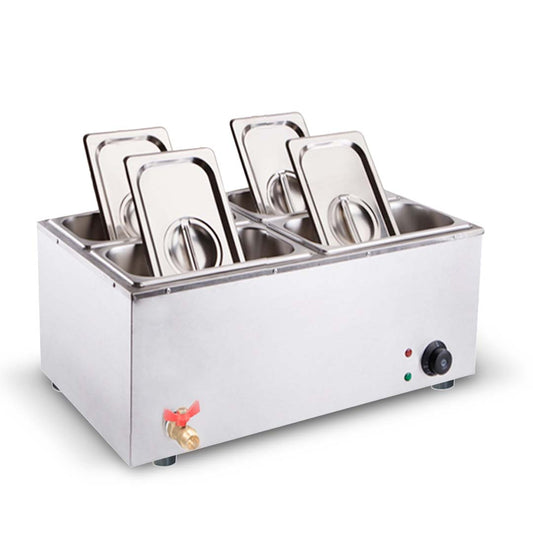 SOGA Stainless Steel 4 X 1/2 GN Pan Electric Bain-Marie Food Warmer with Lid