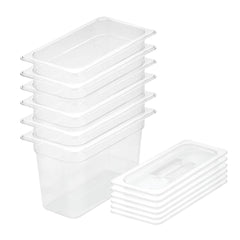 SOGA 200mm Clear Gastronorm GN Pan 1/3 Food Tray Storage Bundle of 6 with Lid