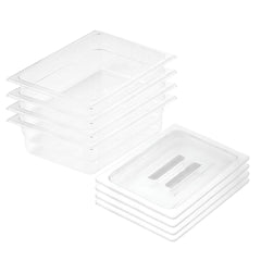 SOGA 100mm Clear Gastronorm GN Pan 1/2 Food Tray Storage Bundle of 4 with Lid