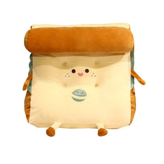 SOGA Cute Face Toast Bread Wedge Cushion Stuffed Plush Cartoon Back Support Pillow Home Decor