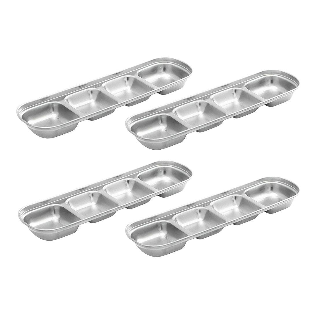 SOGA 26.5cm Silver Sauce Pan with four Compartments Divided Sauce Dish Kitchen Essential