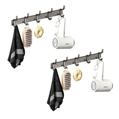 SOGA 2X 37cm Wall Mounted Towel Rack Space-Saving Hanger Organiser with Durable Hooks