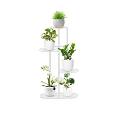 SOGA 4 Tier 5 Pots White Metal Plant Rack Flowerpot Storage Display Stand Holder Home Garden Decor