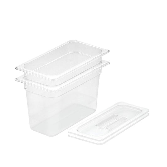 SOGA 200mm Clear Gastronorm GN Pan 1/3 Food Tray Storage Bundle of 2 with Lid