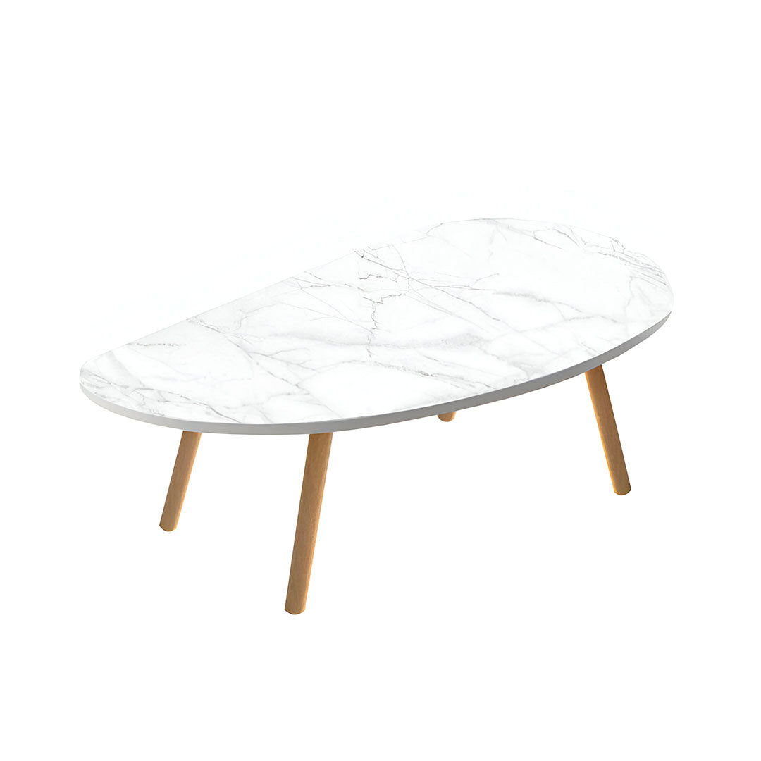 SOGA 80x40cm White Stone Pattern Living Room Nordic  Coffee Table Modern Style