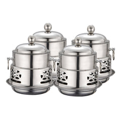 SOGA 4X Stainless Steel Mini Asian Buffet Hot Pot Single Person Shabu Alcohol Stove Burner with Lid