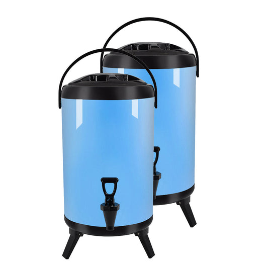 SOGA 2X 14L Stainless Steel Insulated Milk Tea Barrel Hot and Cold Beverage Dispenser Container with Faucet Blue