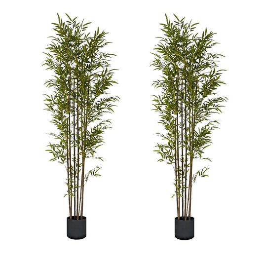 SOGA 2X 210cm Lucky Bamboo Tree Bambusa Vulgaris Artificial Plant w/ 7 Branches Home Accent Decor