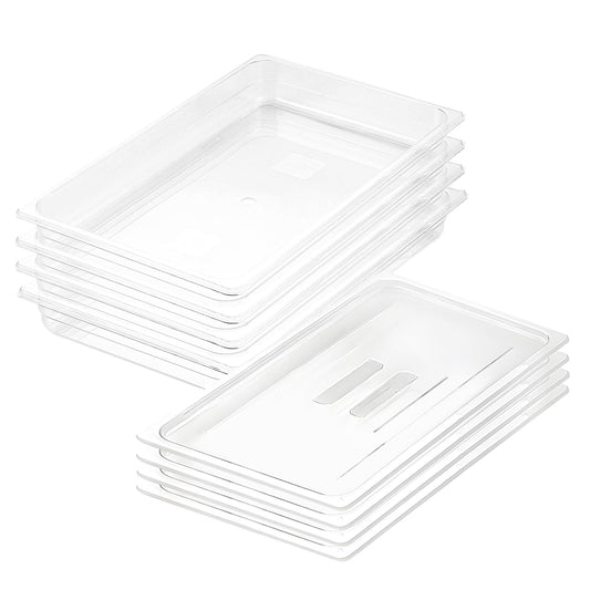 SOGA 65mm Clear Gastronorm GN Pan 1/1 Food Tray Storage Bundle of 4 with Lid