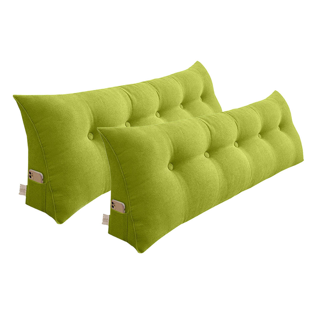 SOGA 2X 150cm Green Triangular Wedge Bed Pillow Headboard Backrest Bedside Tatami Cushion Home Decor