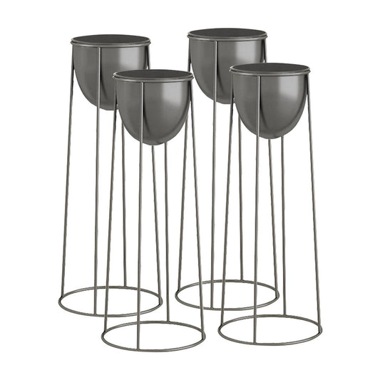 SOGA 4X 70cm Round Wire Metal Flower Pot Stand with Black Flowerpot Holder Rack Display