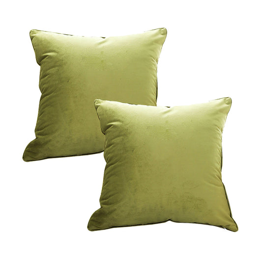 SOGA 2X 45cm Subtle Fluorescent Green Foliage Velvet Square Throw Pillow