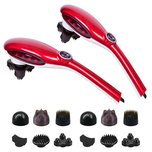 SOGA 2X 6 Heads Portable Handheld Massager Soothing Stimulate Blood Flow Red