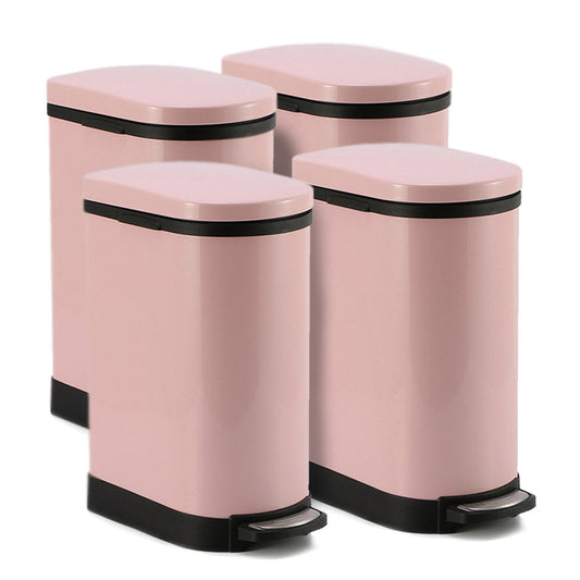 SOGA 4X Foot Pedal Stainless Steel Rubbish Recycling Garbage Waste Trash Bin 10L U Pink