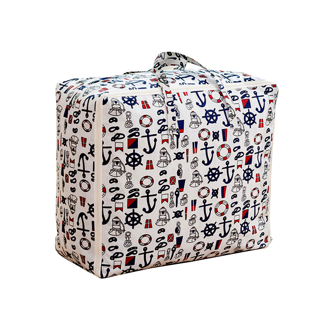 SOGA Nautical Icons Super Large Storage Luggage Bag Double Zipper Foldable Travel Organiser Essentials