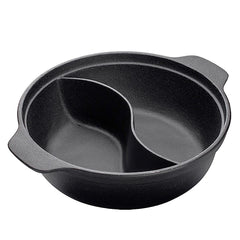 SOGA 32CM Round Cast Iron Shabu Shabu Hotpot Beef Chicken Stew Wok Two-Flavor Division