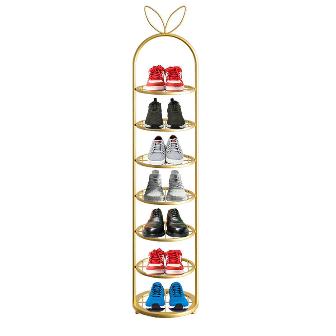 SOGA 7 Tier Bunny Ears Gold Plated Metal Shoe Organizer Space Saving Portable Footwear Storage Shelf