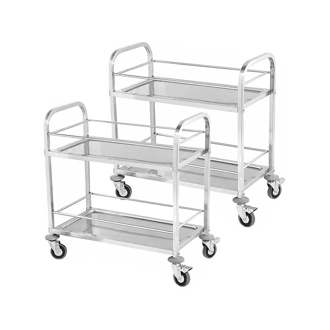 SOGA 2X 2 Tier 85x45x90cm Stainless Steel Drink Wine Food Utility Cart Medium