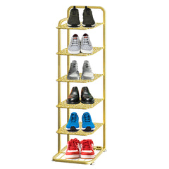 SOGA 6 Tier Gold Plated Metal Shoe Organizer Space Saving Portable Footwear Storage Shelf