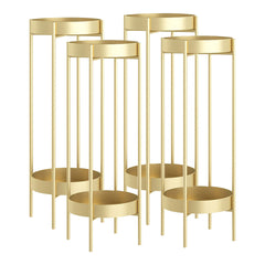 SOGA 4X 2 Layer 80cm Gold Metal Plant Stand Flower Pot Holder Corner Shelving Rack Indoor Display