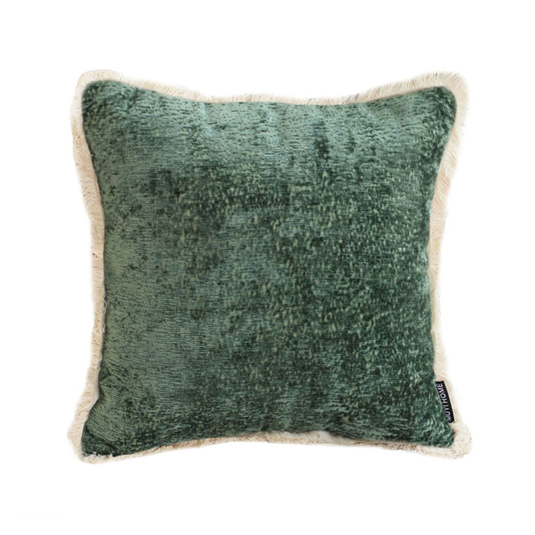 SOGA 45cm Jade Green Home aesthetic chenille texture tassel square Throw Pillow