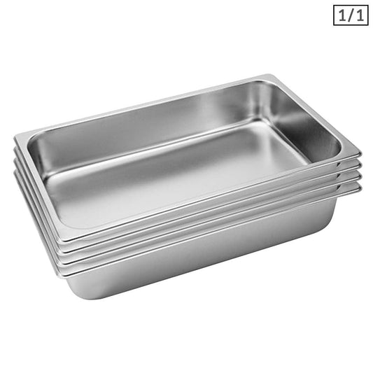 SOGA 4X Gastronorm GN Pan Full Size 1/1 GN Pan 10cm Deep Stainless Steel Tray