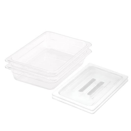 SOGA 65mm Clear Gastronorm GN Pan 1/2 Food Tray Storage Bundle of 2 with Lid