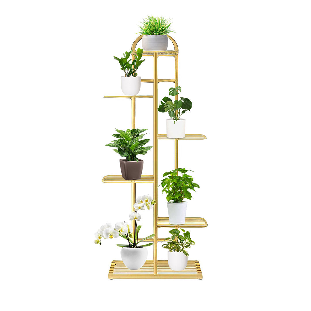 SOGA 6 Tier 7 Pots Gold Metal Plant Stand Flowerpot Display Shelf Rack Indoor Home Office Decor