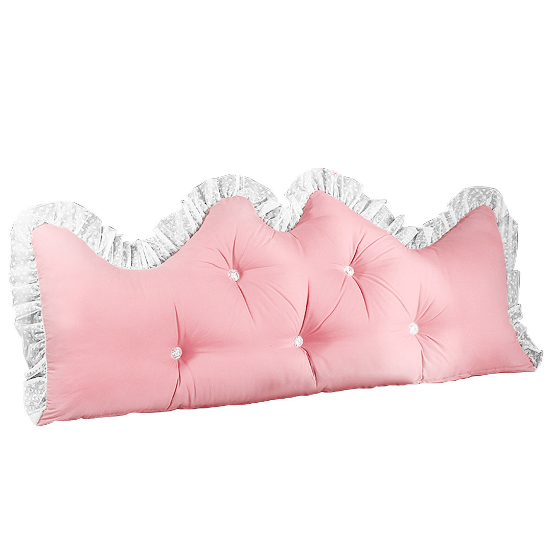 SOGA 180cm Pink Princess Bed Pillow Headboard Backrest Bedside Tatami Sofa Cushion with Ruffle Lace Home Decor