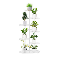 SOGA 7 Tier 8 Pots White Metal Plant Rack Flowerpot Storage Display Stand Holder Home Garden Decor