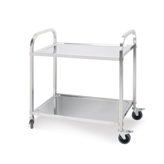 SOGA 2 Tier Stainless Steel Kitchen Dining Food Cart Trolley Utility Size 85x45x90cm Medium