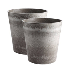 SOGA 2X 37cm Rock Grey Round Resin Tapered Plant Flower Pot in Cement Pattern Planter Cachepot for Indoor Home Office