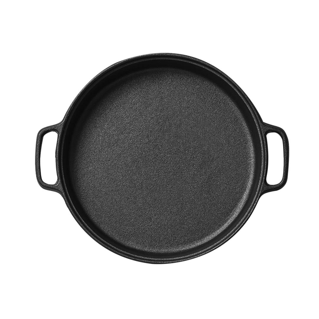 SOGA Cast Iron Frying Pan Skillet Coating Steak Sizzle Platter 30cm