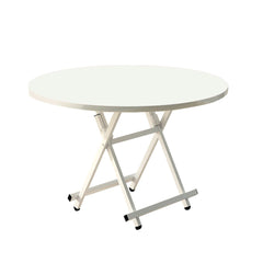 SOGA White Dining Table Portable Round Surface Space Saving Folding Desk Home Decor