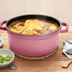 SOGA 2X Cast Iron 24cm Enamel Porcelain Stewpot Casserole Stew Cooking Pot With Lid Pink