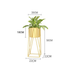 SOGA 50cm Gold Metal Plant Stand with Gold Flower Pot Holder Corner Shelving Rack Indoor Display