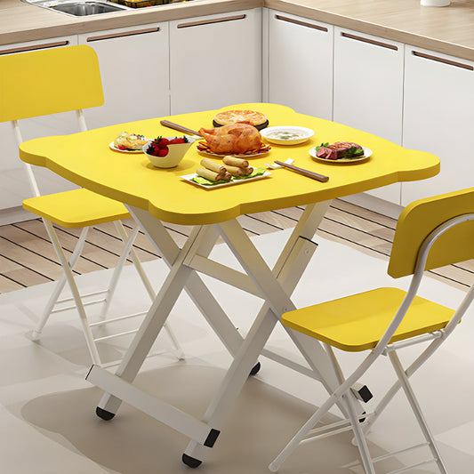 SOGA Yellow Minimalist Cat Ear Folding Table Indoor Outdoor Portable Stall Desk Home Decor