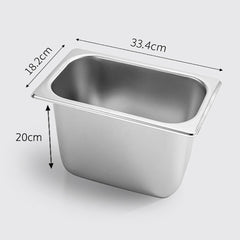 SOGA 2X Gastronorm GN Pan Full Size 1/3 GN Pan 20cm Deep Stainless Steel Tray