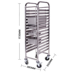 SOGA 2x Gastronorm Trolley 16 Tier Stainless Steel Bakery Trolley Suits GN 1/1 Pans