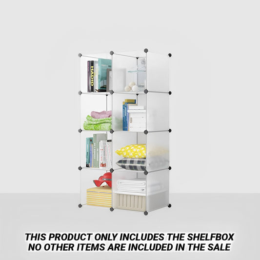 SOGA 8-Cube Transparent Shelf Box Portable Cubby DIY Storage Shelves Modular Closet Organiser