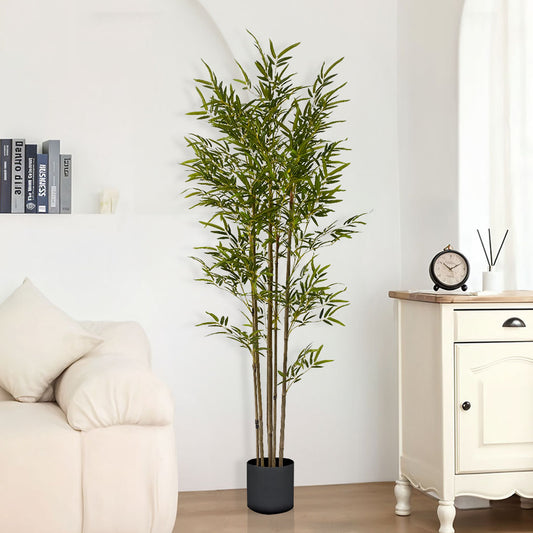 SOGA 180cm Lucky Bamboo Tree Bambusa Vulgaris Artificial Plant w/ 7 Branches Home Accent Decor