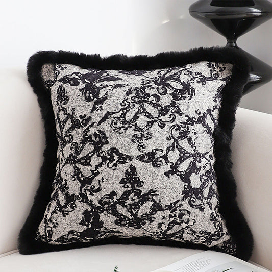 SOGA 2X 45cm Vintage Black Herringbone Pillowcase Set & Square Throw Pillow