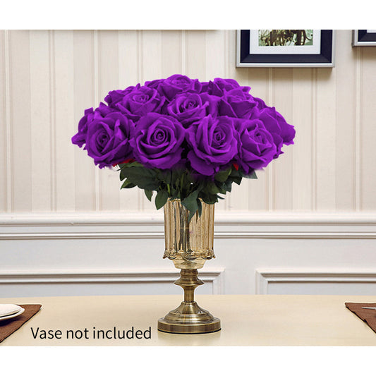 SOGA 5pcs Artificial Silk Flower Fake Rose Bouquet Table Decor Purple